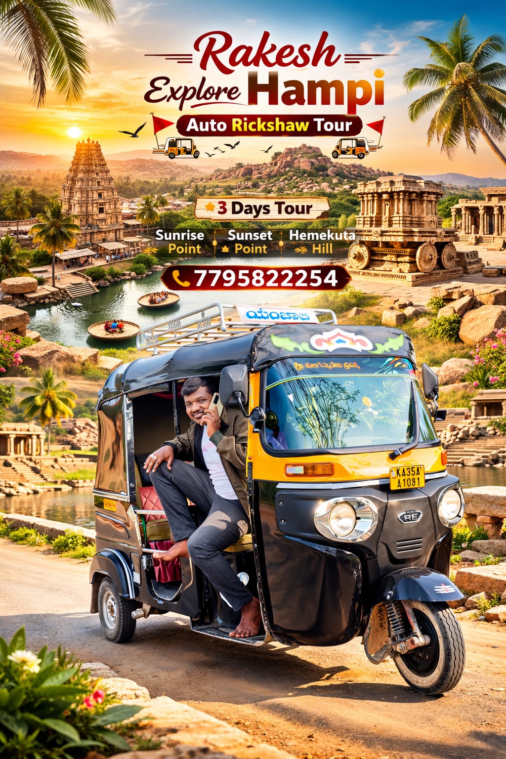 Rakesh Hampi Auto auto rickshaw tour guide